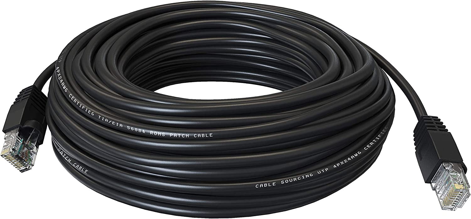 Cable Sourcing - 66 ft (20m) CAT5e Cable, Outdoor External Ethernet Cable,  100% Solid Copper, Network Cable, LAN, Router, WiFi 6, CCTV, 1000mb
