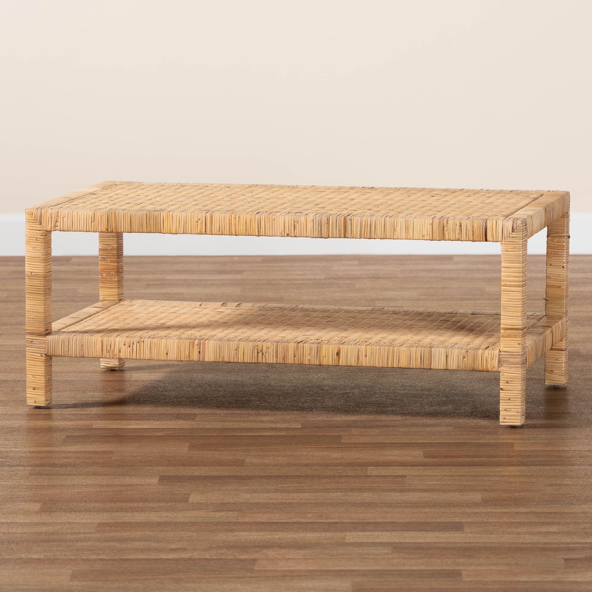 bali & pari Kalimantan Boho Coffee Table, Rectangle, Light Honey