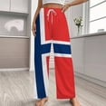 thumbnail image 2 of Norwegian Flag-1 Pajamas For Women Loose Retro Night Pajama Pants Comfortable Sleepwear Bottoms Homewear, 2 of 6