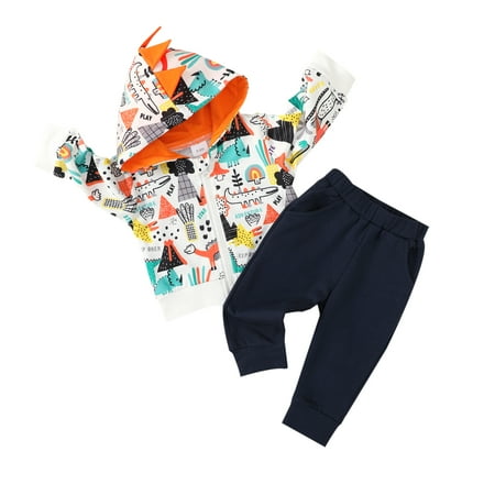 

Toddler Baby Boys Zip-Up Dinosaur Hoodie Pants Tracksuit 2pcs Long Sleeve Clothes Outfit Set 6-12 Months