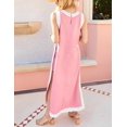 thumbnail image 4 of Wrongduck Women's 2 Piece Sets Boho Color Block Sleeveless Maxi Dress Matching Shorts with Pockets, 4 of 13