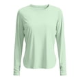 thumbnail image 5 of Women's Long Sleeve UPF 50+ Sun Shirt, Loose Fit Breathable Polyester Workout Top for Outdoor Yoga, Running, Hiking, and Sun Protection, Solid Color Athletic Layer Light Green XL, 5 of 5