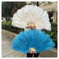 thumbnail image 2 of Ostrich Feather Fan 15Bone Handheld Ostrich Plumes Folding Fan for Carnival Dance Stage Show Performance Props, 2 of 6