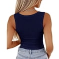thumbnail image 4 of Lumtrix Womens Tank Tops Scoop Neck Sleeveless Ribbed Tank Summer Basic Thick Strap Slim Fitted Racerback Tops Dark Blue 2XL, 4 of 4