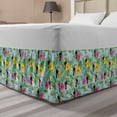 thumbnail image 1 of Tropical Bed Skirt, Hibiscus Plumeria Toucan Bird Monstera Banana Leaves Rhythmic Pattern, Elastic Bedskirt Dust Ruffle Wrap Around for Bedding Decor, 4 Sizes, Pale Blue Multicolor, by Ambesonne, 1 of 2