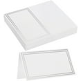 thumbnail image 1 of Qucyy 20pcs Place Cards, Line Border Printable Place Name Cards for Table Setting Wedding Dinner Parties Events Reserved Seating, White Silver Double Line, 1 of 5