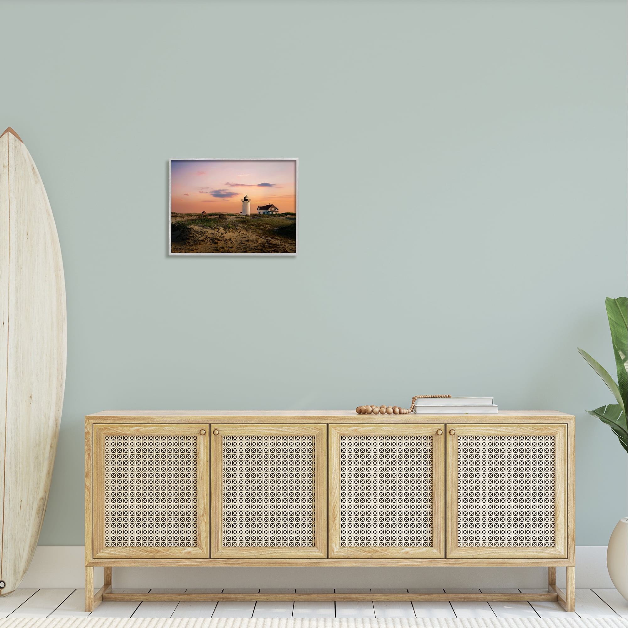Stupell Rural Coast Lighthouse Dunes Landscape Photography Gray Framed Art Print Wall Art