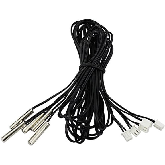 THONZER 5Pcs NTC 10K 3950 Ohm Waterproof Digital Thermal Temperature Sensor Probe 1M