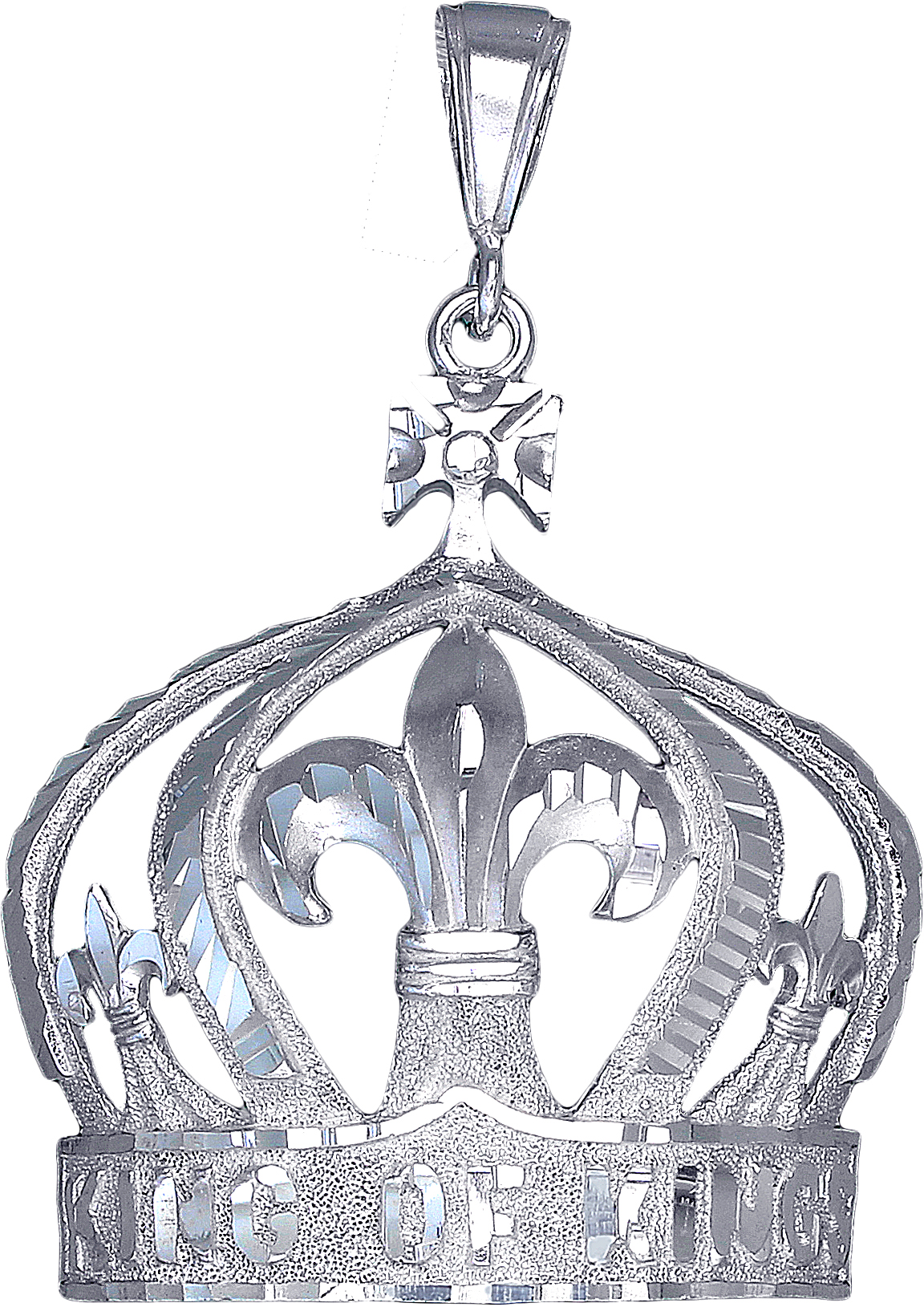 EJewelryPlus - Large Sterling Silver King Crown Charm Pendant Necklace 