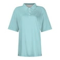 thumbnail image 3 of TQWQT Womens Short Sleeve Polo T Shirts V Neck Summer Basic Tops Fashion 2025 Business Casual Work Blouse Light Blue M, 3 of 4