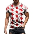 thumbnail image 2 of EQWLJWE Fashion Mens T Shirt Men Casual Round Neck Valentine's Day 3D Digital Printing Pullover Fitness Sports Shorts Sleeves T Shirt Blouse, 2 of 5