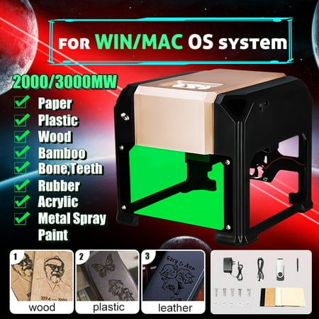 3000mW DIY Desktop Laser Engraving Machine Logo Marking Engraver Cutter Printer FOR WIN OS