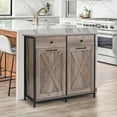 thumbnail image 2 of Arlopu Dual Tilt Out Trash Cabinet, 20 Gallon (2 x 10 gal) Kitchen Hidden Garbage Can Recycling Cabinet, Freestanding Wooden Laundry Sorter Cabinet with Drawer for Home, Dining Room, 2 of 9