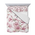 thumbnail image 7 of Quilts Twin-XL Size Bedding Set, Pink Flowers Lightweight Quilted Comforter, Spring Watercolor Botanical Floral Leaf Plant Soft Bedspread Coverlet with Pillow Covers for All Season, 68" x 98", 7 of 7