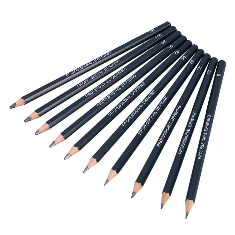 Sketching Pencils – 14 Pieces Professional Graphite Pencil Set for Drawing  – 6H 4H 2H HB 1B 2B 3B 4B 5B 6B 7B 8B 10B 12B Art Travel Set - Shading