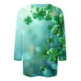 thumbnail image 4 of Xuyuer St. Patrick's Day Shamrock 3/4 Sleeve Tee - Ladies' Printed Round Neck 3/4 Sleeve Loose Top for Irish Festival Parades, Pub Celebration Outfits, and Themed Lucky Charm Casual Streetwear, 4 of 5