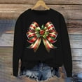 thumbnail image 5 of Wancir Christmas Sweatshirt Women Xmas Bow Graphic Sweatshirts Round Neck Long Sleeve Pullover Tops Vacation Loose Blouses, 5 of 6