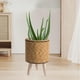 thumbnail image 5 of Cesta tejida perfecl con patas de madera Cilindro Marrón Claro, 5 of 8