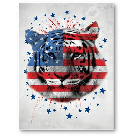 Awkward Styles Usa Flag Canvas With Tiger Patriotic American Flag Wall Art Tiger Wall Decor Free American Decoration For Living Room Bedroom Kids Room