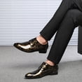 thumbnail image 5 of Men's Formal Oxfords Pointed Toe Floral Patent Leather Loafers Comfort Non-slip Wedding Driving Business Derby Shoes Yellow 13 US, 5 of 7
