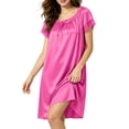thumbnail image 2 of SELONE Lace Dress for Women Short Crew Neck Sleep Dress Pleated Lace Solid Short Sleeve Midi Dress Fashion House Dress, 2 of 7