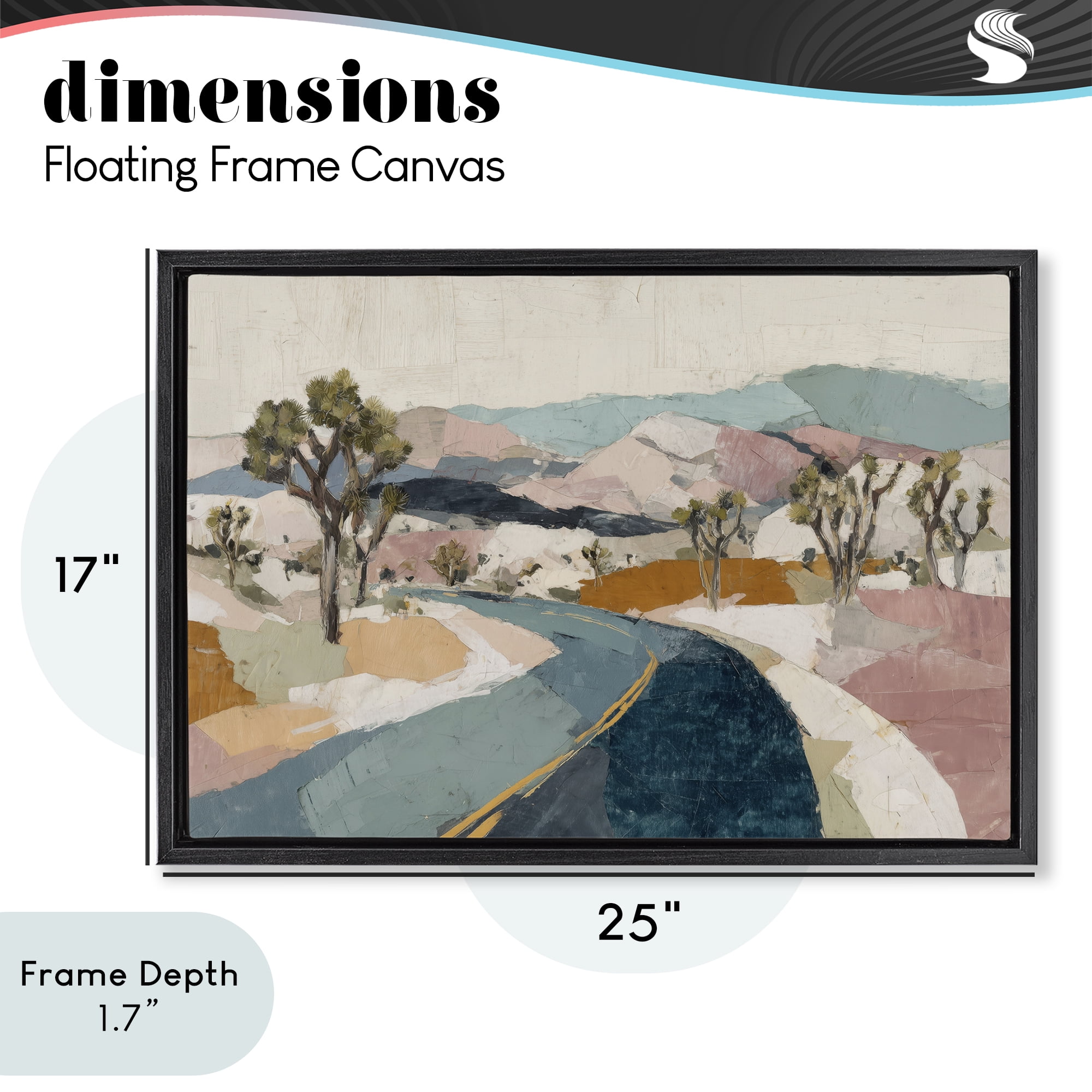 Stupell Industries Desert Highway Through Joshua Trees Black Framed Floater Canvas Wall Art, design by Chromatic Storm Studio