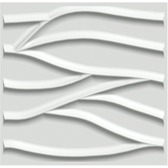 Dundee Deco 3D Wall Panels - Contemporary Wave Paintable White PVC Wall Paneling for Interior Wall Decor, Pack of 5, Covers 13.5 sq. ft