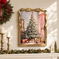 thumbnail image 2 of Pink Christmas Wall Art 16x12'', Lighted Gold Bow Framed Painting Wall Decors, Rustic Christmas Decorations for Gift, 2 of 6