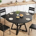thumbnail image 3 of Cocosity 47 inch Wood Kitchen Table for 4, Round Dining Table with Storage Shelf for Home Dining Room Living Room Black, 3 of 9