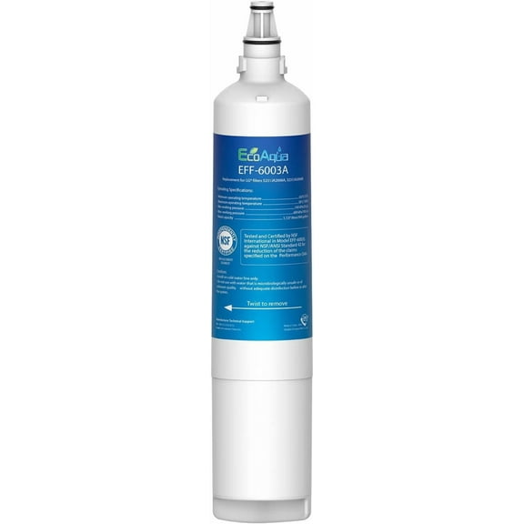 EcoAqua 5231JA2006A Refrigerator Water Filter, Replacement for LG® LT600P®, 5231JA2006A, 5231JA2006B, KENMORE 46-9990, 9990, 469990 Refrigerator Replacement Filter