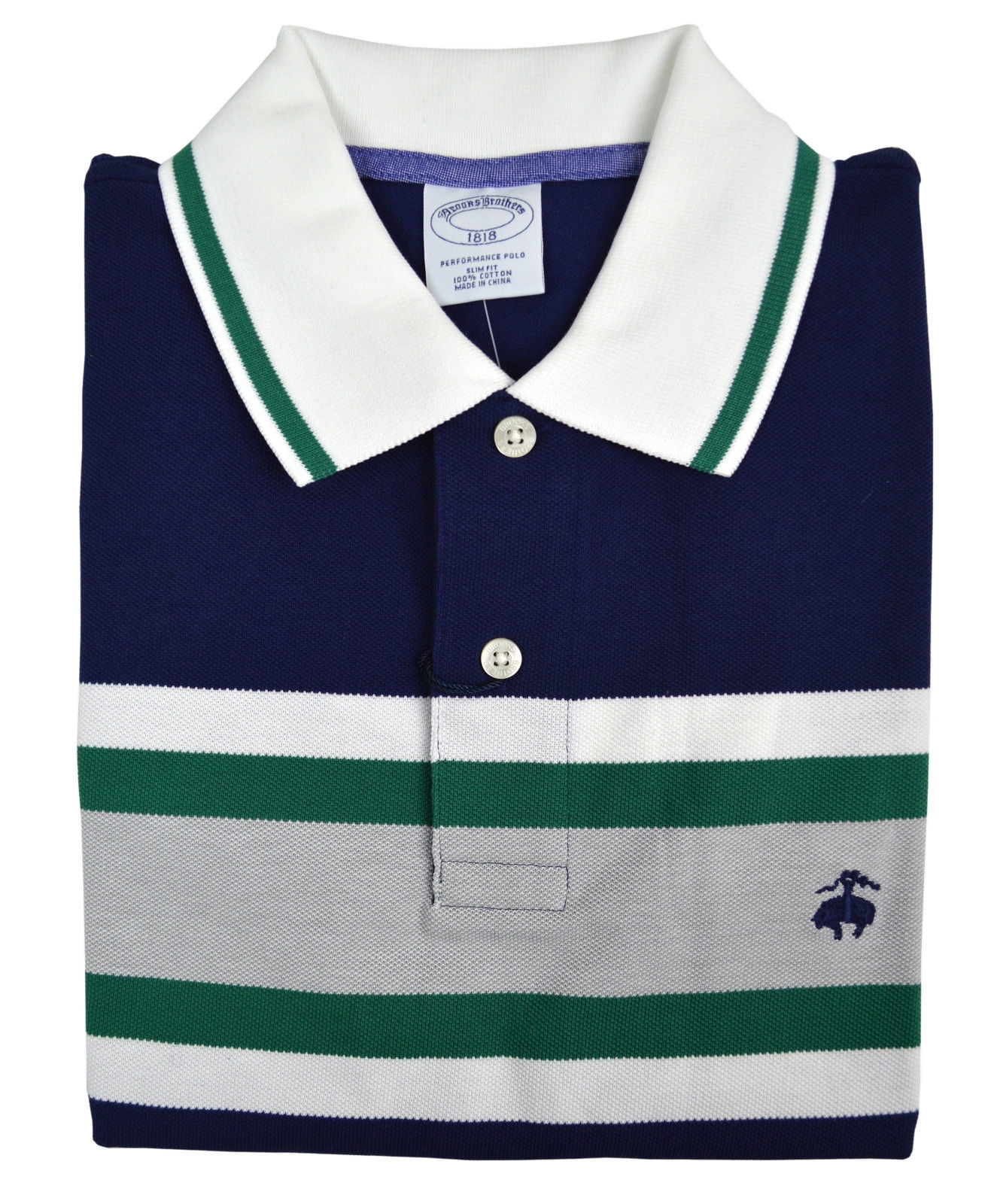 Brooks Brothers New Brooks Brothers Mens Navy Blue Block Striped Slim