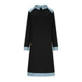 thumbnail image 4 of Ygbgbb Women's Color Block Midi Dress Loose Fit Shirt Dress Casual Long Sleeve Lapel Tunic Tops Loungewear Dresses Black L, 4 of 8