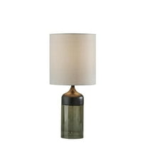 Adesso Marina Tall Table Lamp, Black Rubberwood with Smoked Glass