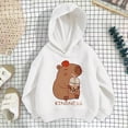 thumbnail image 2 of Tfken Teen Girls Sweatshirt Long Sleeve Hooded Capybara Print Winter Tops Fall Casual Hoodies White Size 5-6 Years, 2 of 4