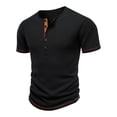 thumbnail image 4 of Annhoo Mens Golf Shirts Casual Crewneck Block Color Ribbed Knit Short Sleeve Dressy Tops Business Clothes, 4 of 8