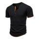 thumbnail image 4 of Ceisia Men's Slim Fit Short Sleeve Henley Neck Rib Knit T-Shirt with Contrast Trim Black XXL Gifts, 4 of 8