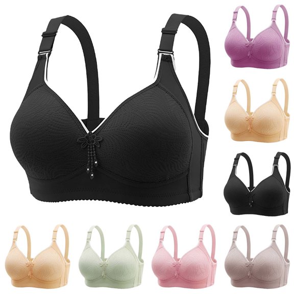 Dgankt Jelly Bras for Women Oversized Wireless Bra Front Button Push up Underwear Bra,Size L