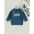 thumbnail image 2 of Bagilaanoe Toddler Baby Girl Boy Knitted Sweater Long Sleeve Letter Embroidery Pullover 6M 12M 24M 3T 4T 5T 6T Kids Warm Jumpers Tops Fall Loose Knitwear, 2 of 9