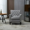 thumbnail image 2 of Accent Chair, Modern Velvet Armchair with Tufted Back and Wood Legs,Mid-Century Upholstered Lounge Arm Chair Single Sofa for Living Room Bedroom,Gray, 2 of 7