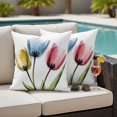 thumbnail image 5 of Red Yellow Blue Tulips Pillow Covers 2 Pack Transparent Floral Pillowcase Waterproof Outdoor Throw Pillow Cover for Patio Garden Square Cushion 18”x18”, 5 of 9