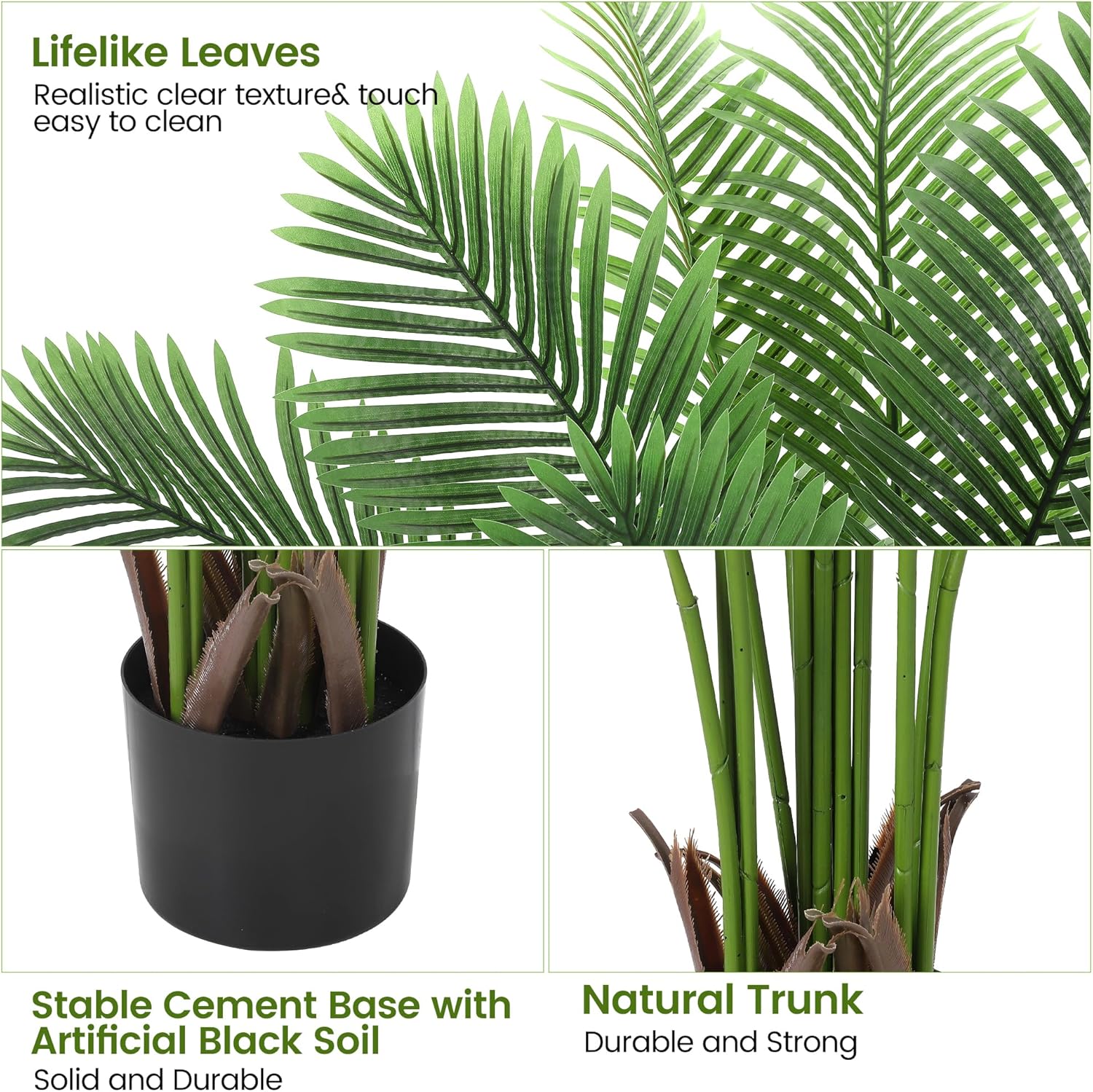 6 Ft Large Artificial Plants, 2PCS Fake Palm Tree, Fake Faux Tropical Palm Silk Plant with 15 Trunks Paradise Palm Floor House Plant in Pot Indoor Home Office Garden Decoration