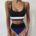 thumbnail image 3 of Cheers US Women's High Waisted Bikini Cut Out Sports Crop Top Color Block Swimsuit, 3 of 7