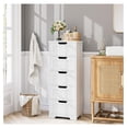 thumbnail image 2 of LoWyiL Bathroom Floor Cabinet with 5 Drawer Dresser, with Avoid-Tipping Device, White, Freestanding Side Tall Storage Cabinet Narrow Drawers for Small Spaces, 2 of 7
