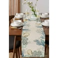 thumbnail image 2 of Coastal Coral Burlap Cotton Table Runner 13x90 Inches Long, Turquoise Blue Shell Conch Starfish Farmhouse Table Runners, Outdoor Dining Tablecloths Decor for Baby Shower/Party/Wedding, 2 of 6