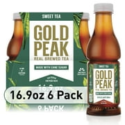 Gold Peak Real Brewed Tea Cane Sugar Sweet, Bottled Tea Drink, 16.9 fl oz, 6 Bottles