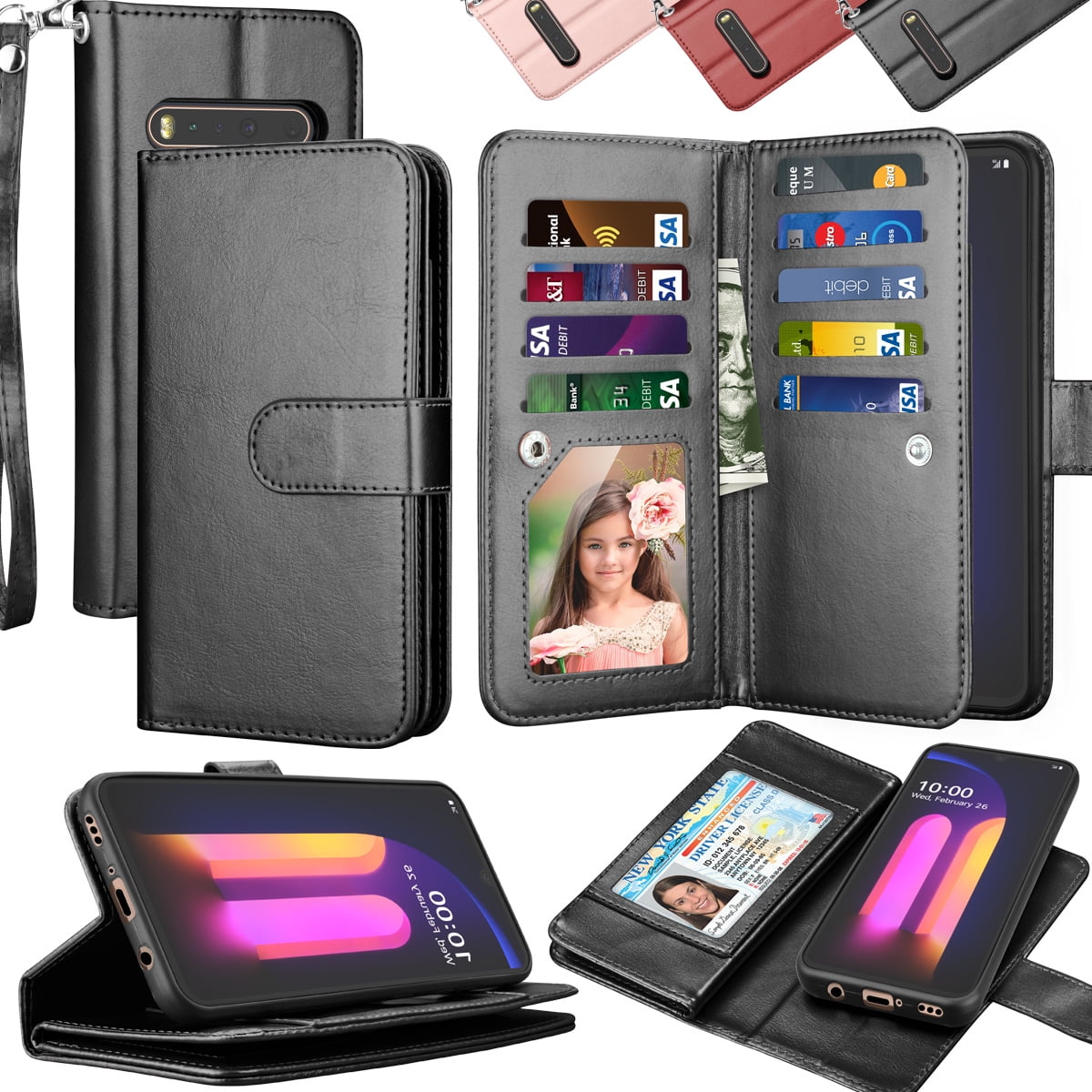 LG V60 Case, LG V60 / LG V60 ThinQ / LG G9 ThinQ Wallet Case, Takfox PU  Leather Case Kickstand Cash ID Credit Card Slots Holder Flip Phone Case  Cover Detachable Magnetic