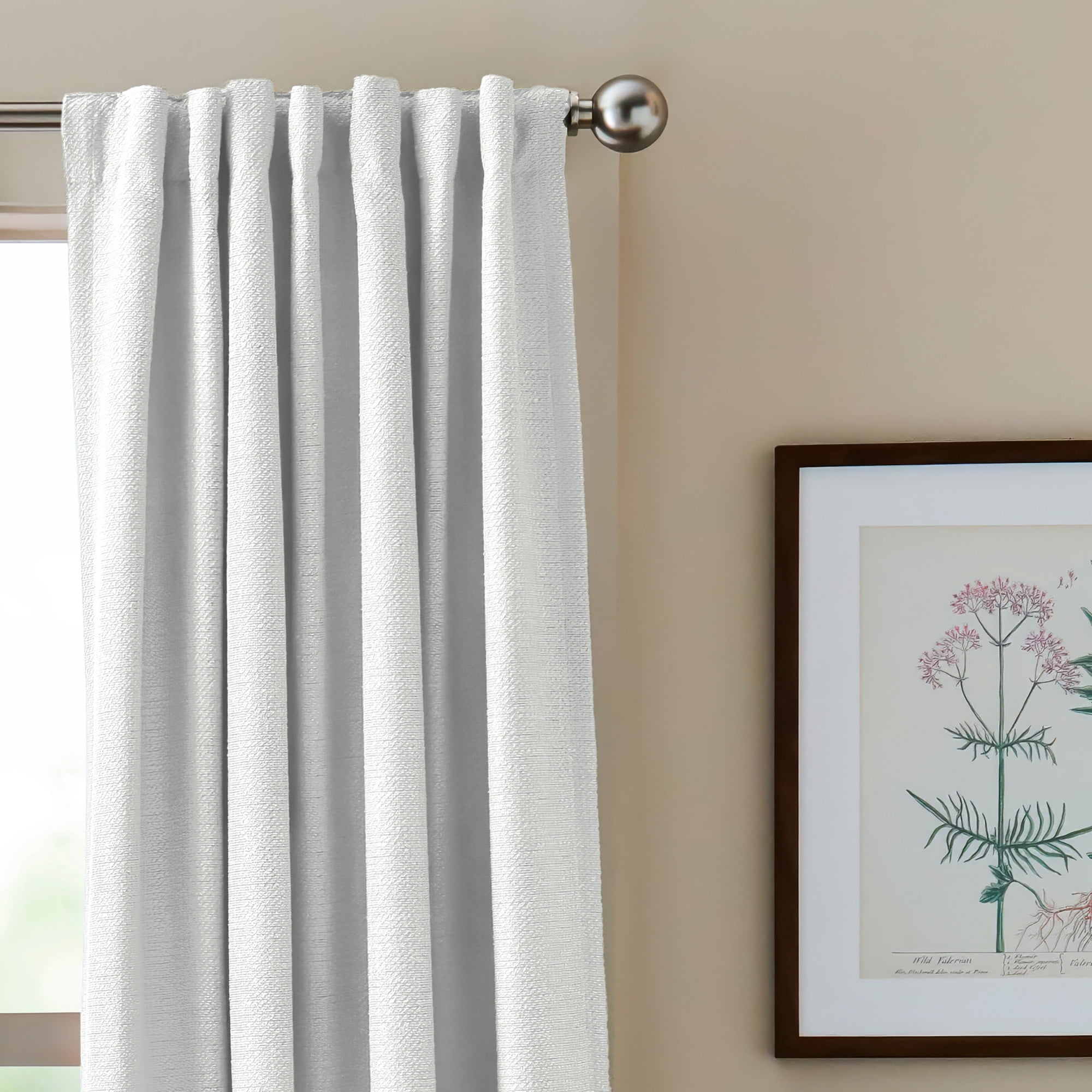 Martha Stewart Bethune Curtain Panel Pair, White, Pole Top, Back Tab, Blackout Lined, Indoor, Adult, 2 Piece Set, 50" x 95"