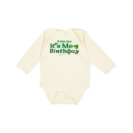 

Inktastic Kiss Me Irish Birthday Gift Baby Boy or Baby Girl Long Sleeve Bodysuit