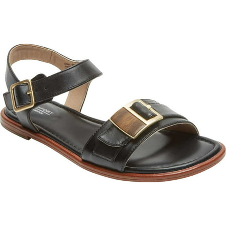 

Women s Rockport Total Motion Zadie Buckle Strappy Sandal Black Leather