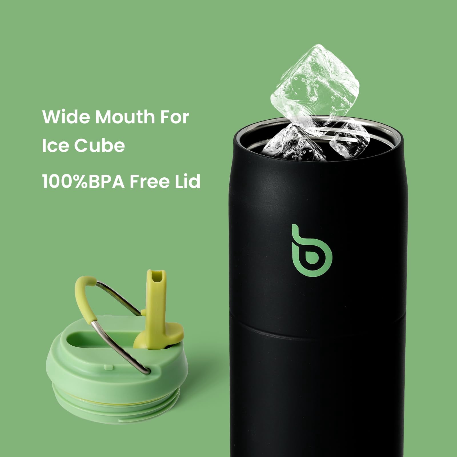 BOTTLE BOTTLE Stainless Steel Water Bottle with Straw Lid and Handle 32 oz Vacuum Insulated Cup for Sports Travel Gym Hiking, Leak-Proof Wide Mouth Water Bottles for Men,aurora green